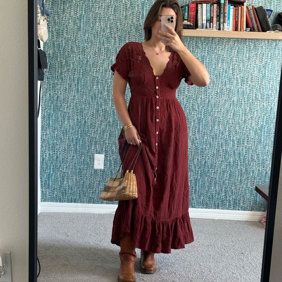 Free People Colette Maxi dress in cinnamon size small - Picture 4 of 5